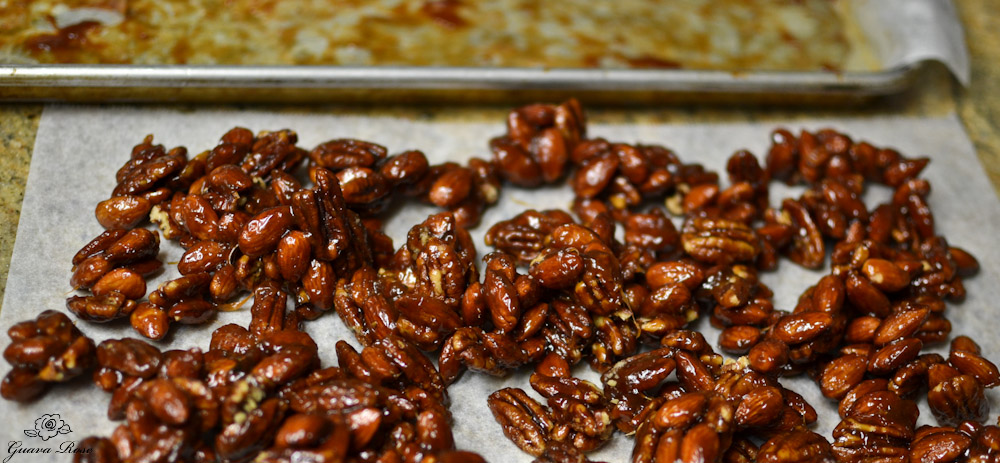 Honey Caramel nuts on parchment